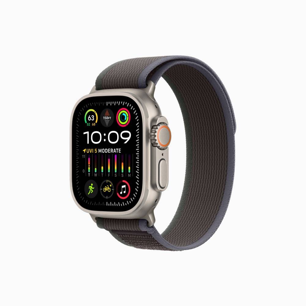 

Умные часы Apple Watch Ultra 2, 49 мм, GPS+Cellular, Titanium Case/Blue/Black Trail Loop - M/L, Серебристый