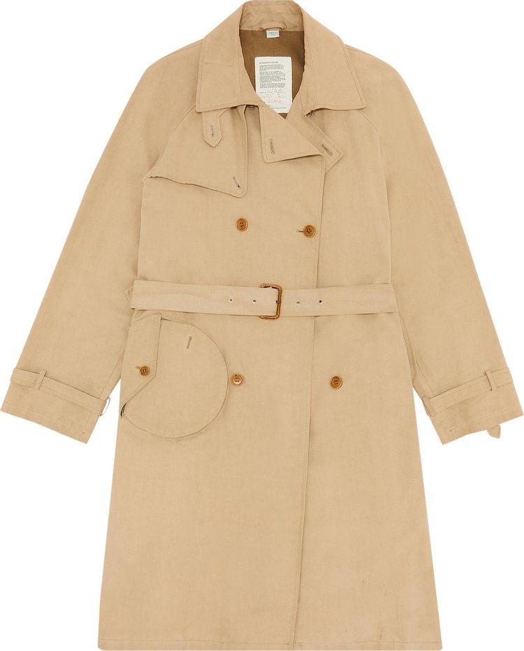 цена Пальто Vintage Hussein Chalayan Double Breasted Belted Trench Coat Khaki, загар