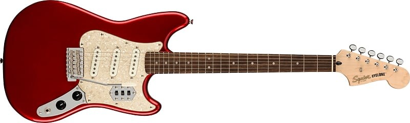 

Squier Paranormal Cyclone Electric Guitar Laurel Fingerboard, Pearloid Pickguard, Candy Apple Red Fender