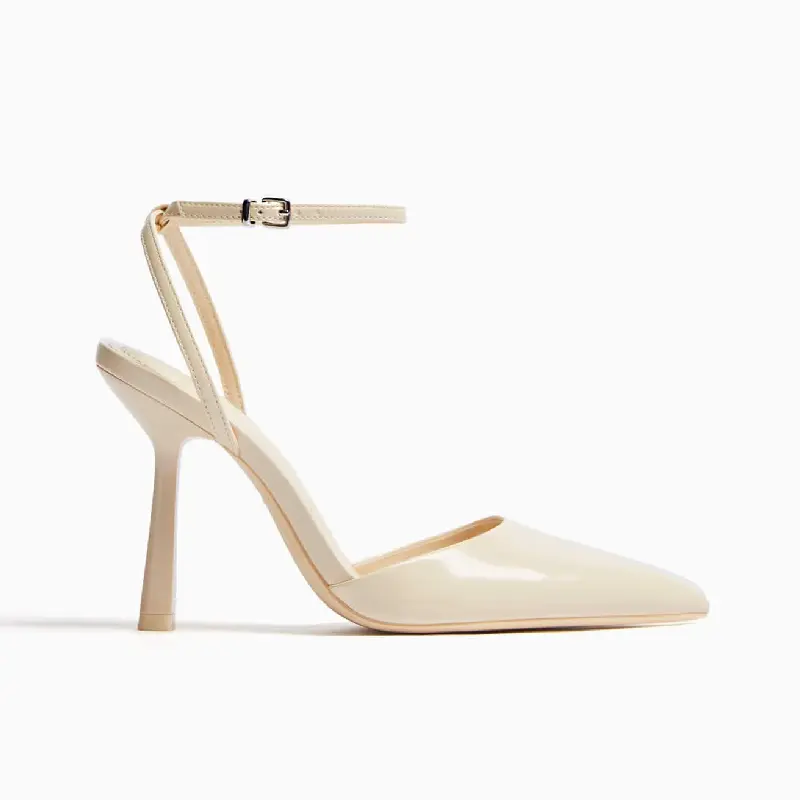 

Туфли Bershka Heeled Slingback Strap, кремовый