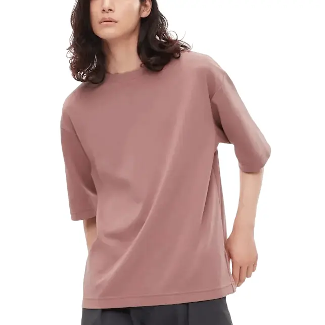 

Футболка Uniqlo U Airism Cotton Oversized Crew Neck, розовый