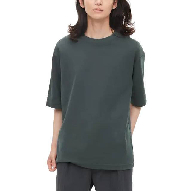 

Футболка Uniqlo U Airism Cotton Crew Neck Oversized, оливковый