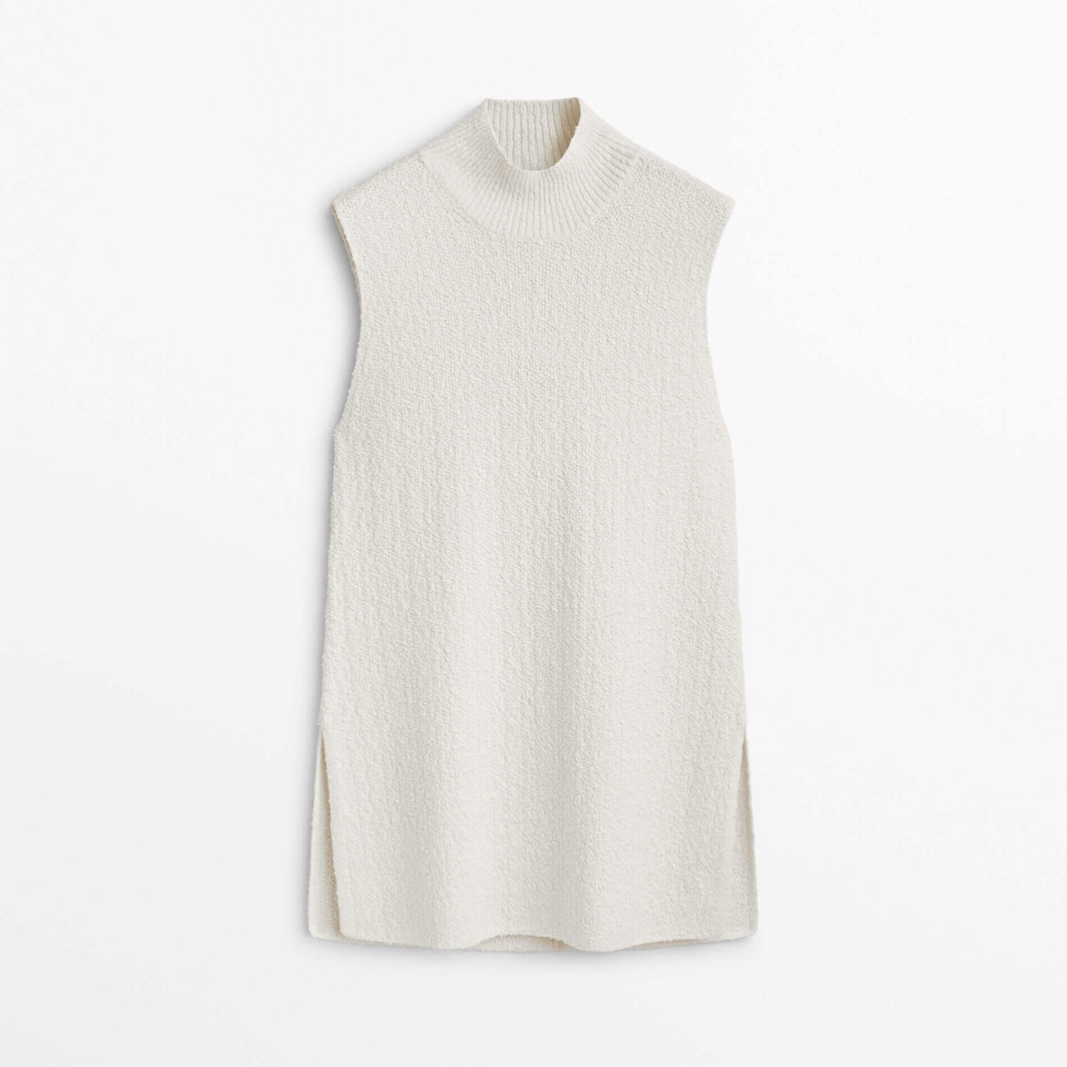 

Жилет Massimo Dutti Mini Boucle With Back Vent Limited Edition, кремовый