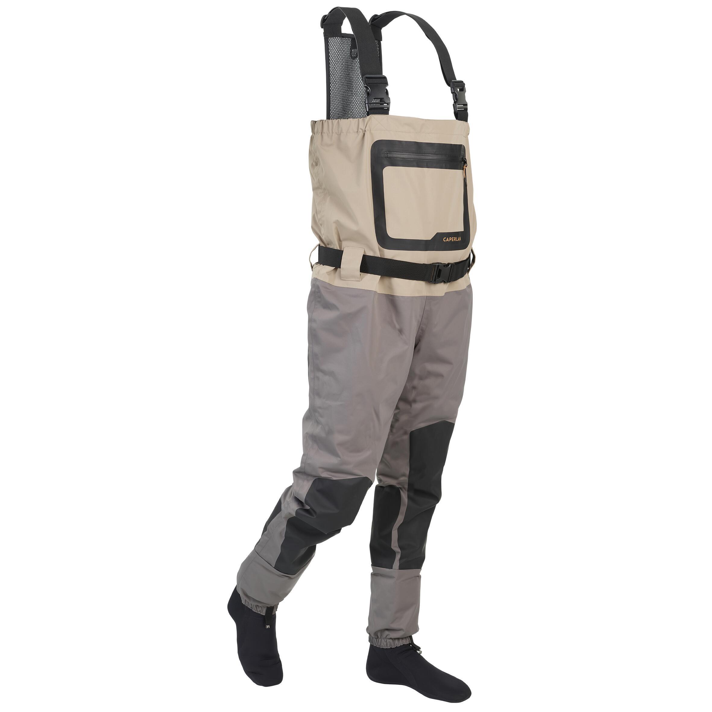 цена Waders 500 дышащие с неопреновыми носками CAPERLAN, бежевый/светло-серый