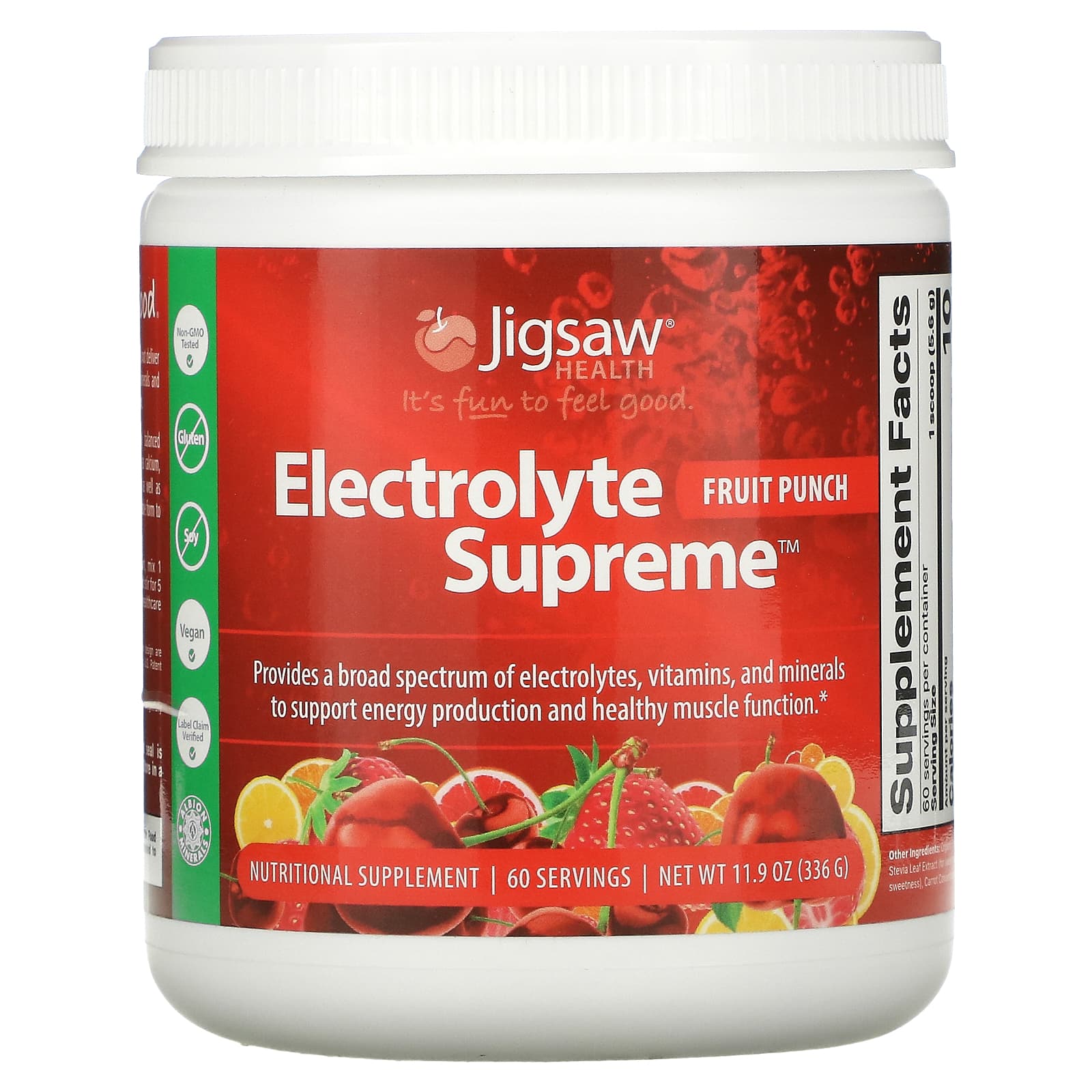 Пищевая Добавка Jigsaw Health Electrolyte Supreme, фруктовый пунш, 336 г jigsaw health electrolyte supreme ягодный вкус 60 пакетов 11 4 унции 324 г