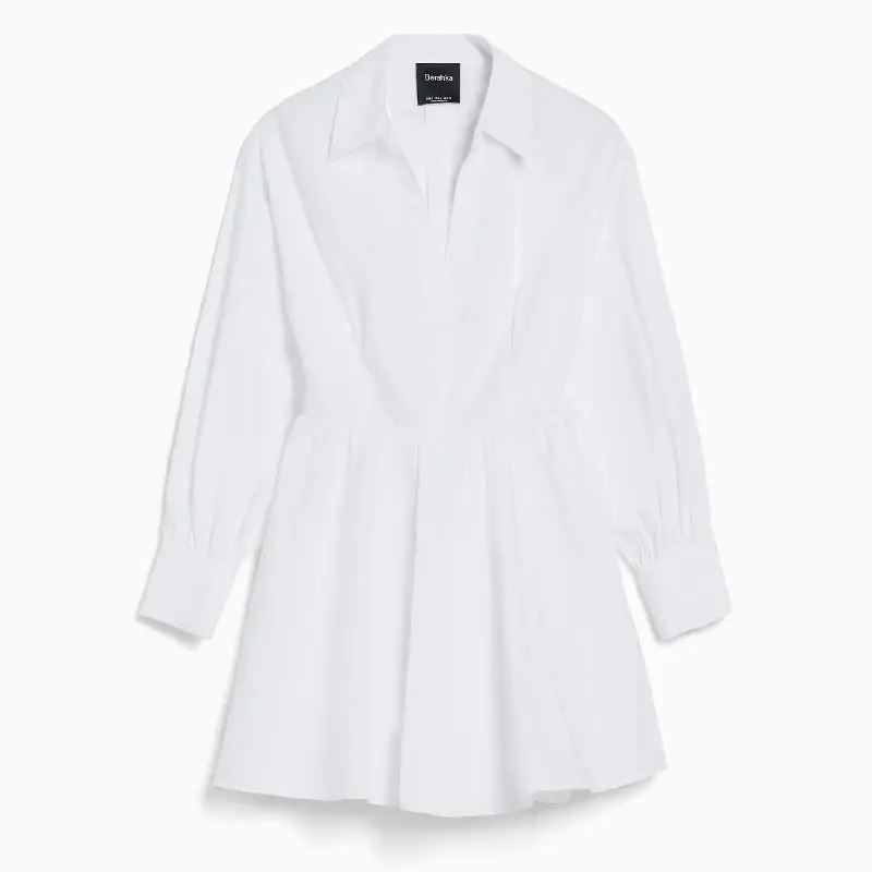 

Платье Bershka Voluminous Poplin Mini, белый
