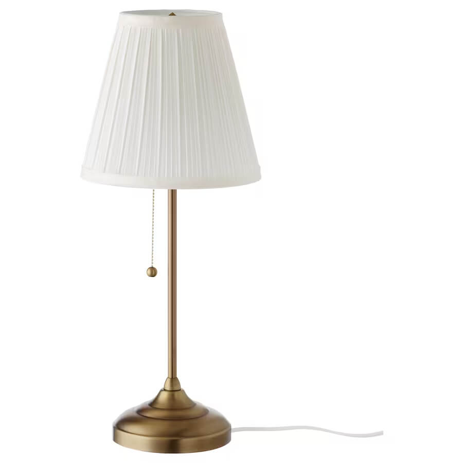 Настольная лампа Ikea Arstid, латунь/белый соломенный тканый абажур подвесная лампа крышка деревенский абажур для дома отеля ресторана