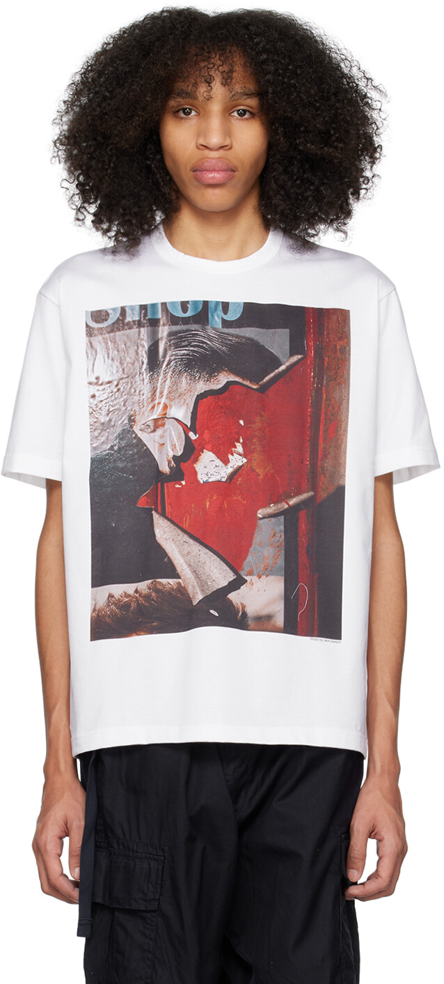 

Белая футболка с принтом Comme des Garçons Homme, Белый