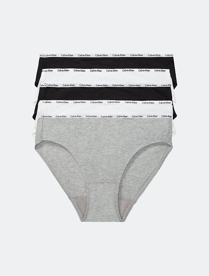 

Фирменные хлопковые трусики бикини из 5 пар Calvin Klein, мульти, Серый