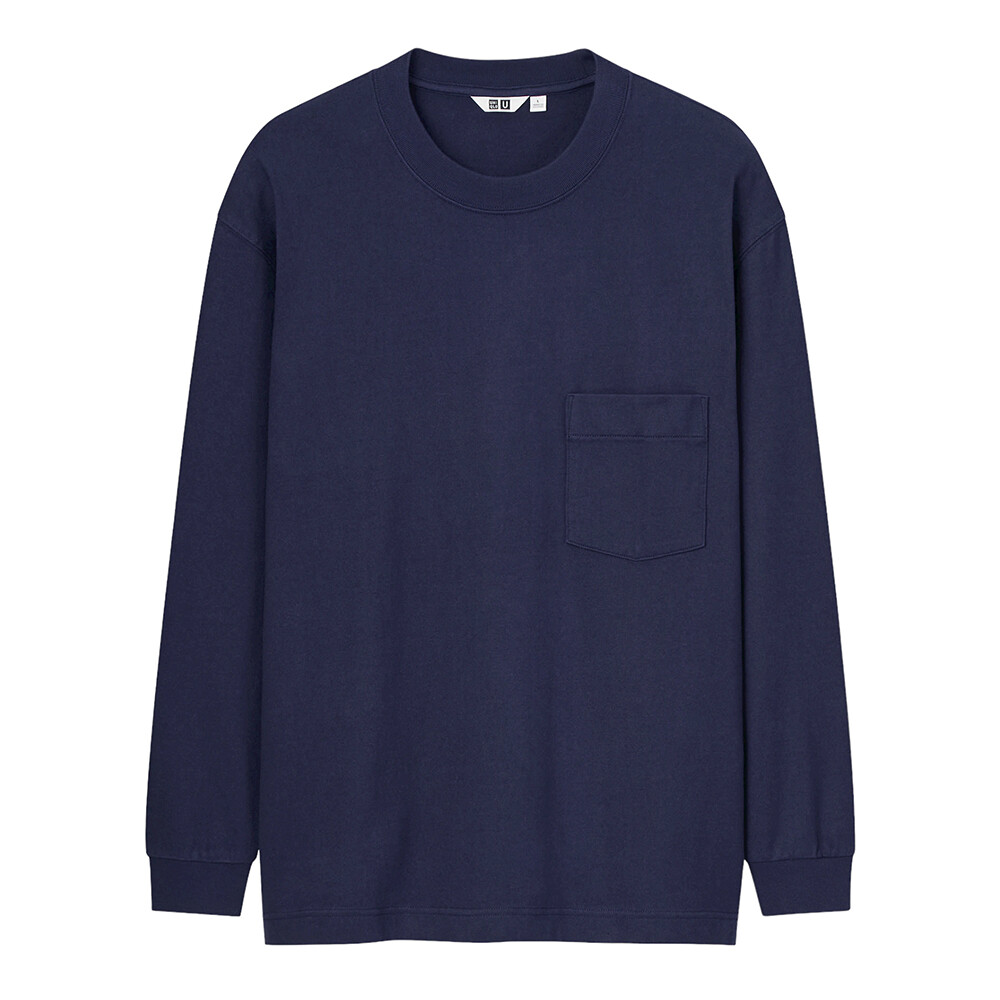 

Футболка Uniqlo U Crew Neck Long Sleeved, темно-синий