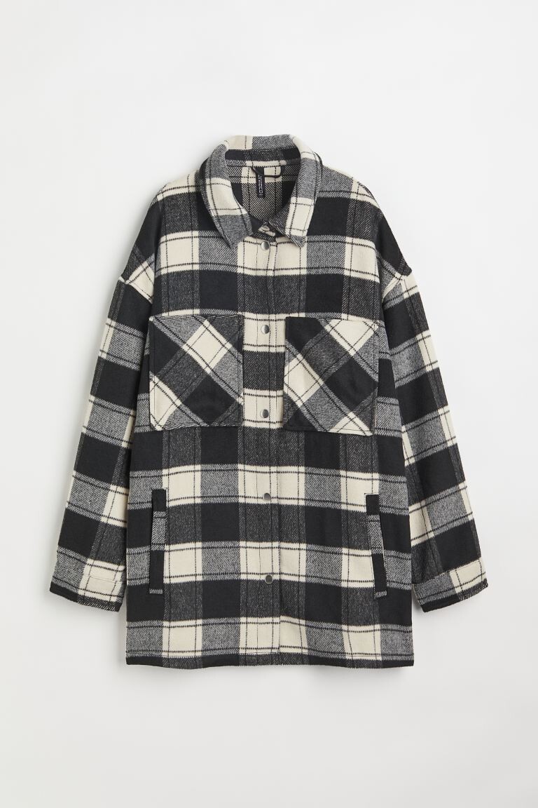 

Куртка-рубашка H&M+ из твила, черный/сетка