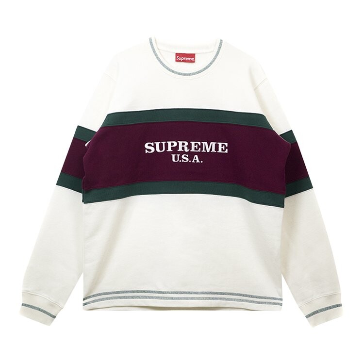 

Толстовка Supreme Center Stripe Crewneck 'White', белый
