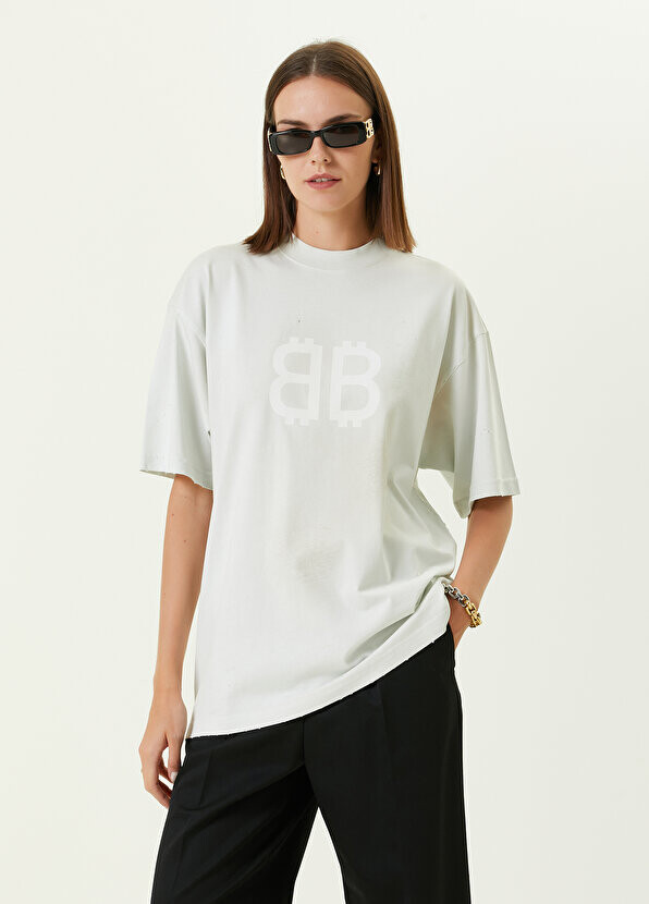 

Белая футболка с логотипом Balenciaga, Белый