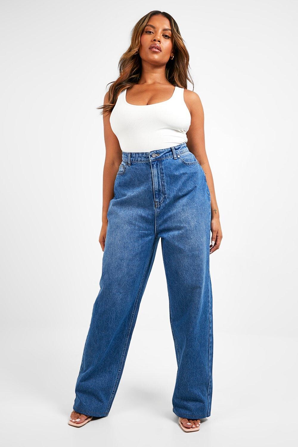 

Широкие джинсы plus bum shaper Boohoo, индиго