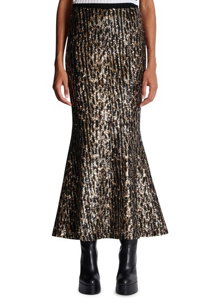 

Длинная юбка, расшитая пайетками Balmain, золотой