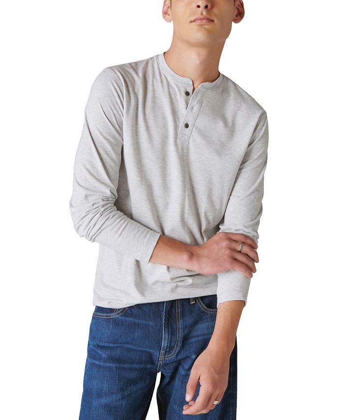 Мужская футболка Henley с длинными рукавами Lucky Brand, серый цена и фото