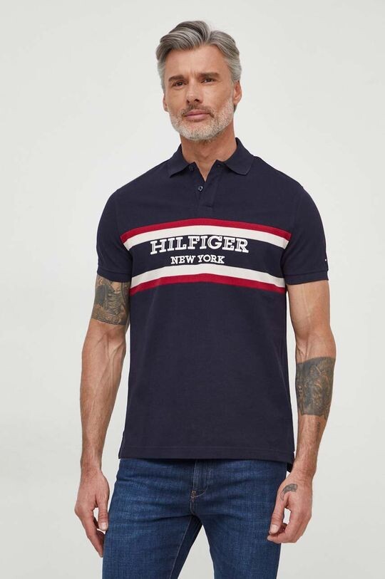 

Хлопковое поло Tommy Hilfiger, темно-синий