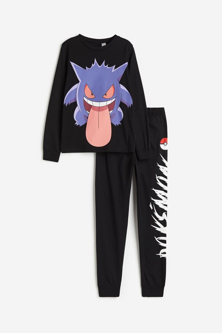 

Пижамный комплект H&M x Pokémon Printed Cotton Jersey, черный