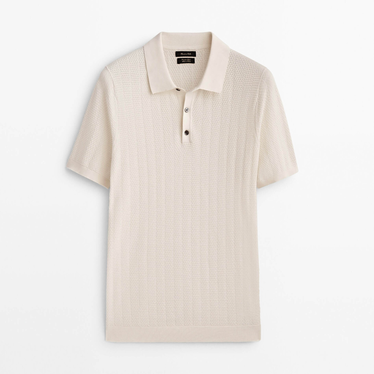 

Свитер-поло Massimo Dutti Textured Short Sleeve, кремовый