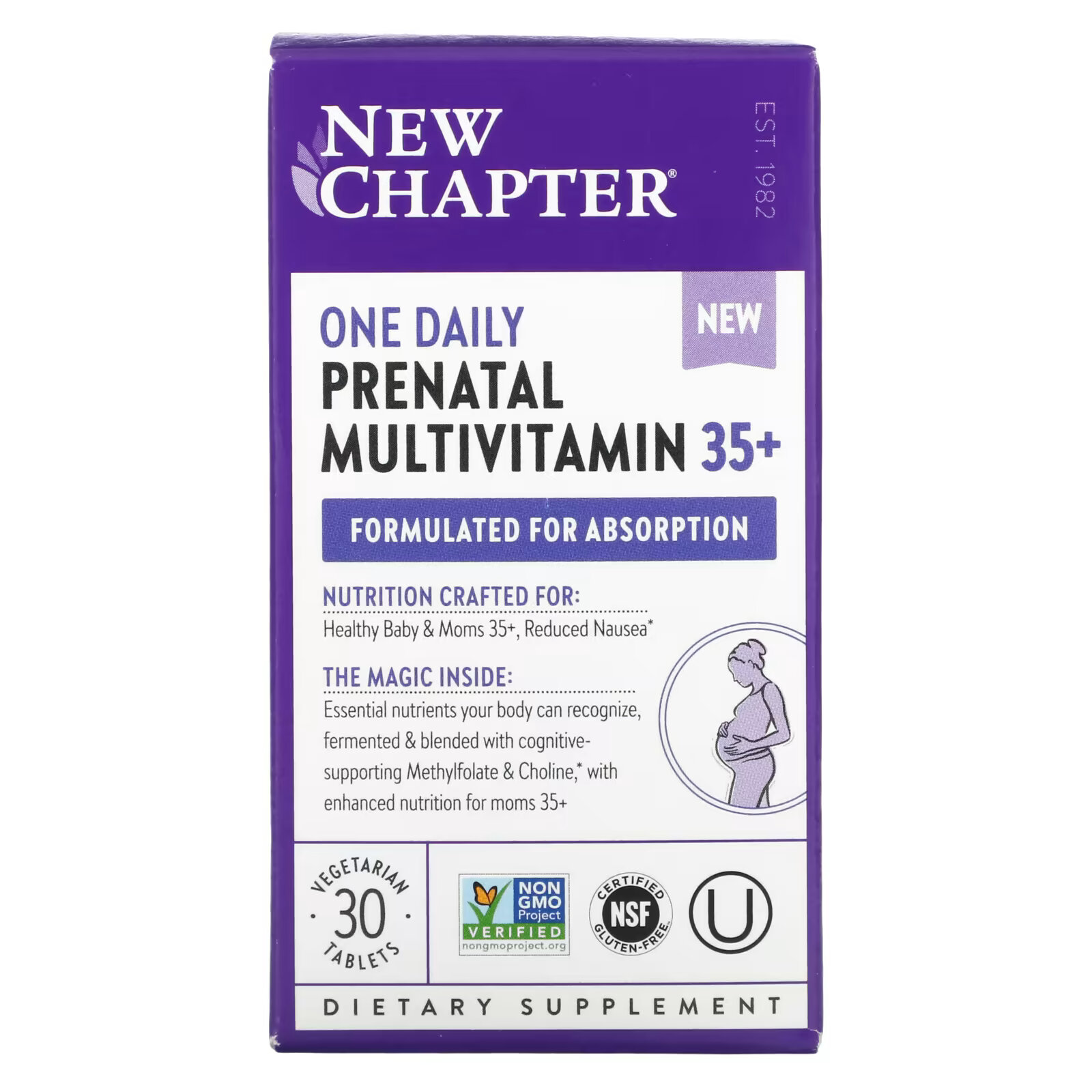 New Chapter, One Daily Prenatal Multivitamin 35+, 30 вегетарианских таблеток new chapter one daily prenatal multivitamin мультивитаминный комплекс для беременных 90 вегетарианских таблеток
