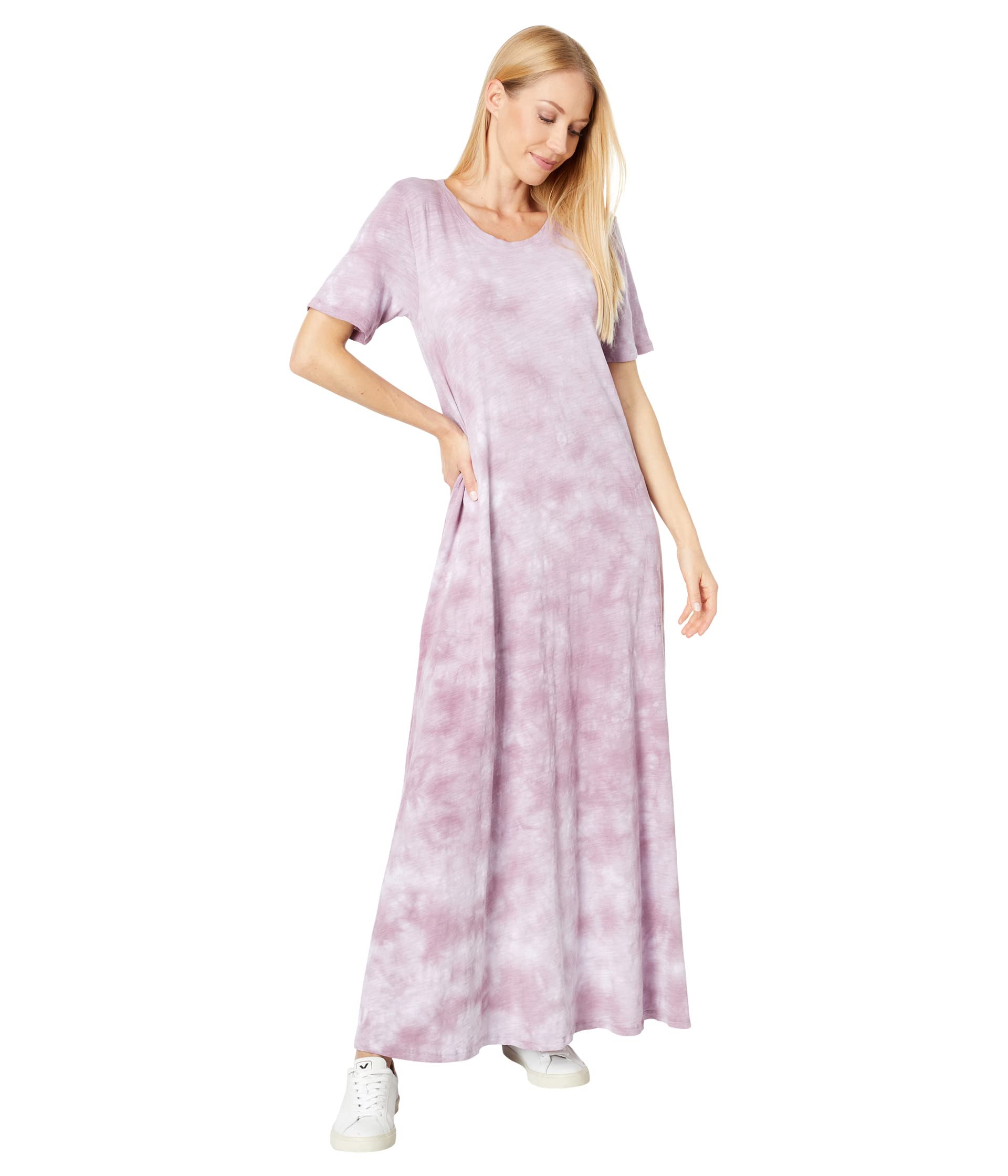 

Платье Mod-o-doc, Tie-Dye Slub Jersey 1/2 Sleeve Maxi Crew Dress