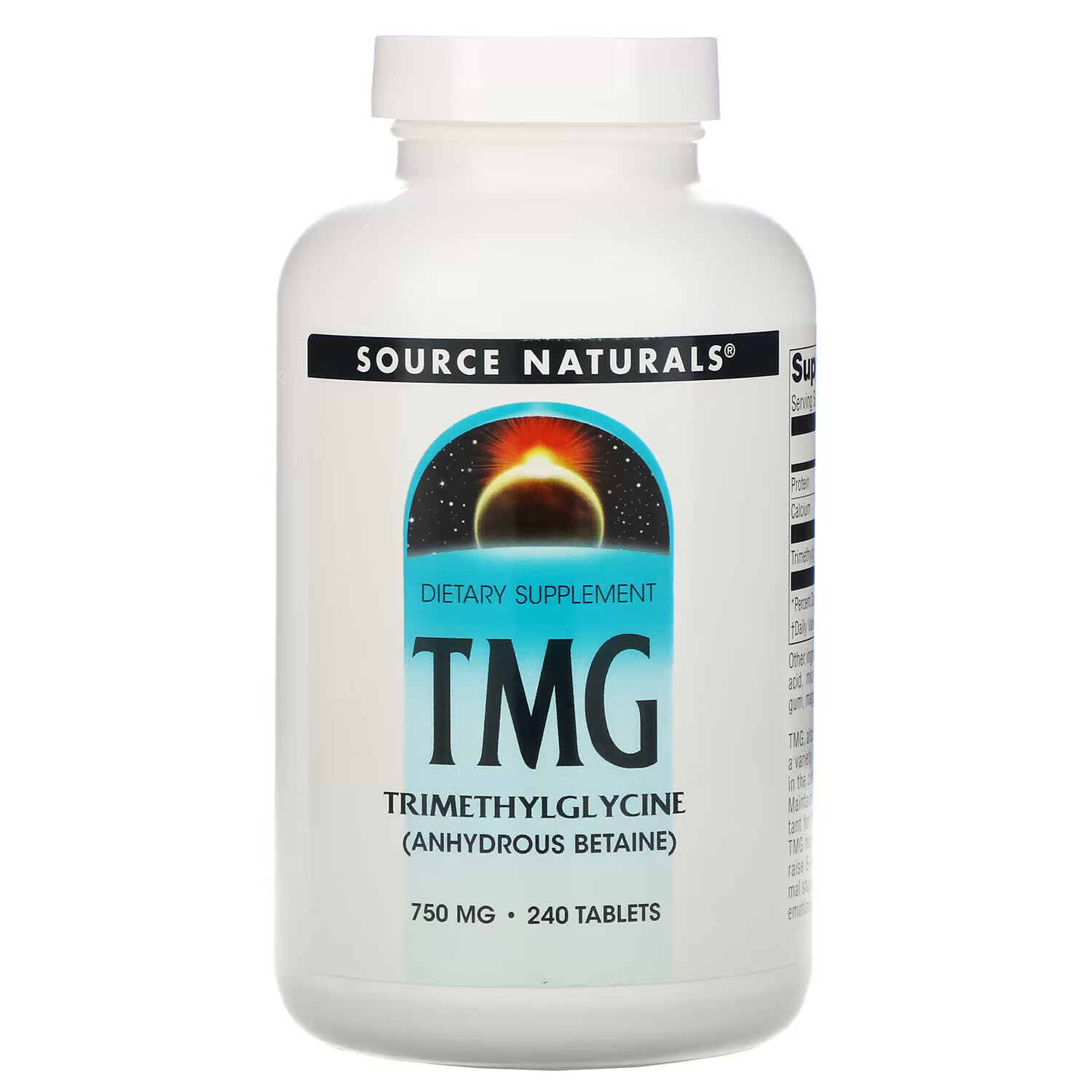 

Source Naturals, TMG, триметилглицин, 750 мг, 240 таблеток