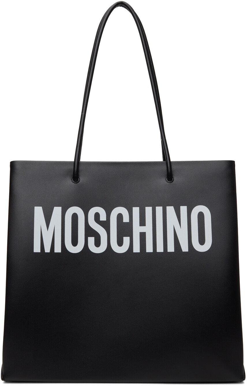 

Черная кожаная большая сумка для покупок Moschino