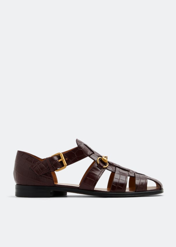 Сандалии GUCCI Horsebit sandals, коричневый