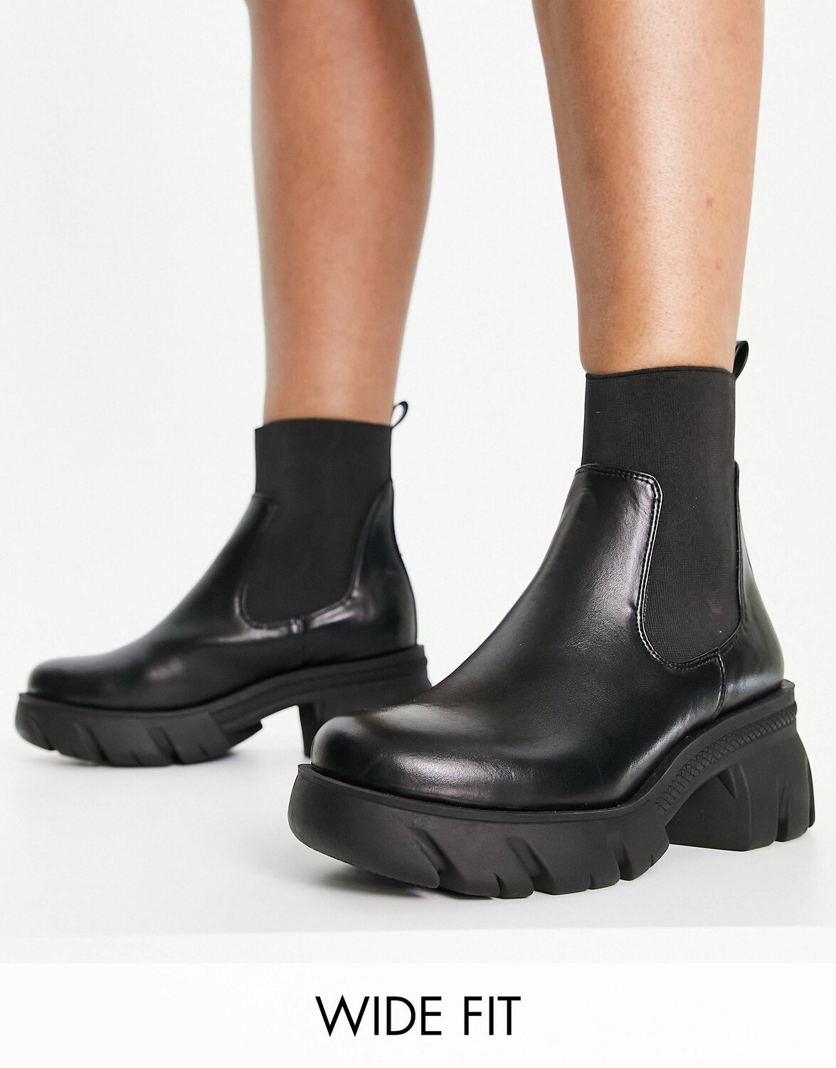 

Черные массивные ботинки челси ASOS DESIGN Wide Fit Reed, Черный