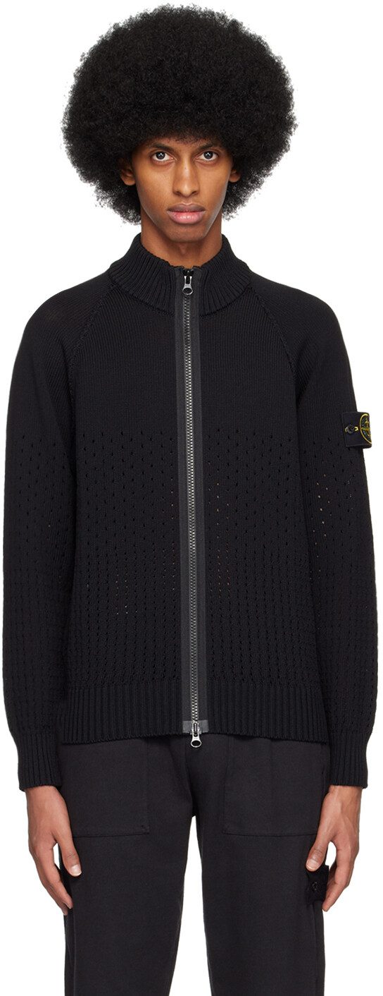 

Черный свитер с перфорацией Stone Island
