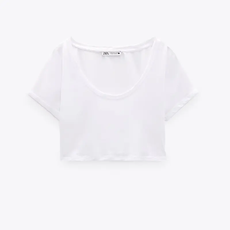 

Футболка Zara Cropped Lyocell, белый