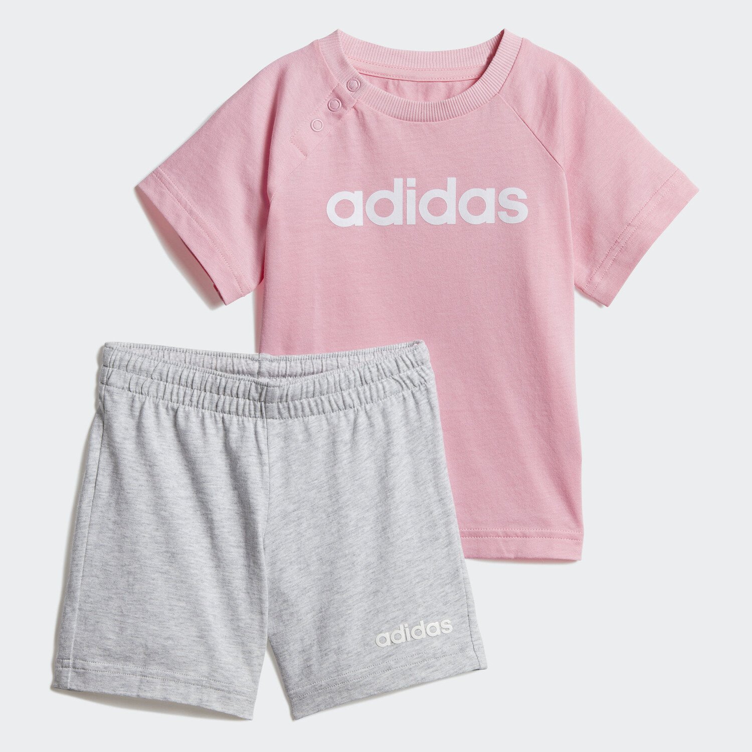 

Комплект футболка и шорты Adidas Linear Summer, розовый/серый