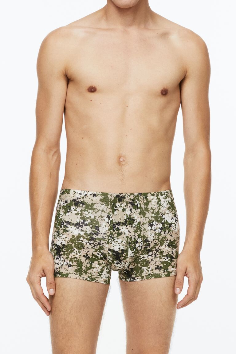 

Комплект из трех хлопковых боксеров H&M, зеленый хаки/узор