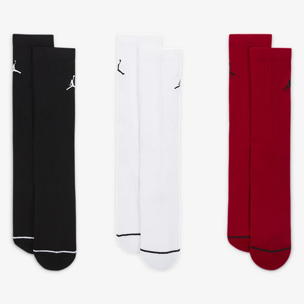 

Носки Nike Jordan Everyday Crew, 3 пары, чёрный/красный/белый