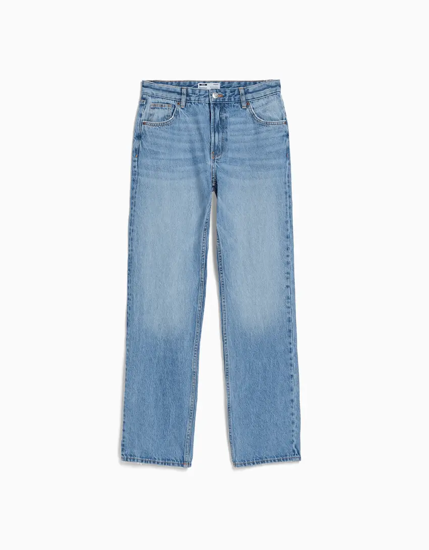 

Джинсы Bershka Straight-Fit, голубой