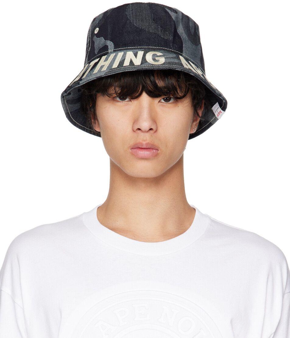 

Темно-синяя джинсовая панама с камуфляжным принтом AAPE by A Bathing Ape
