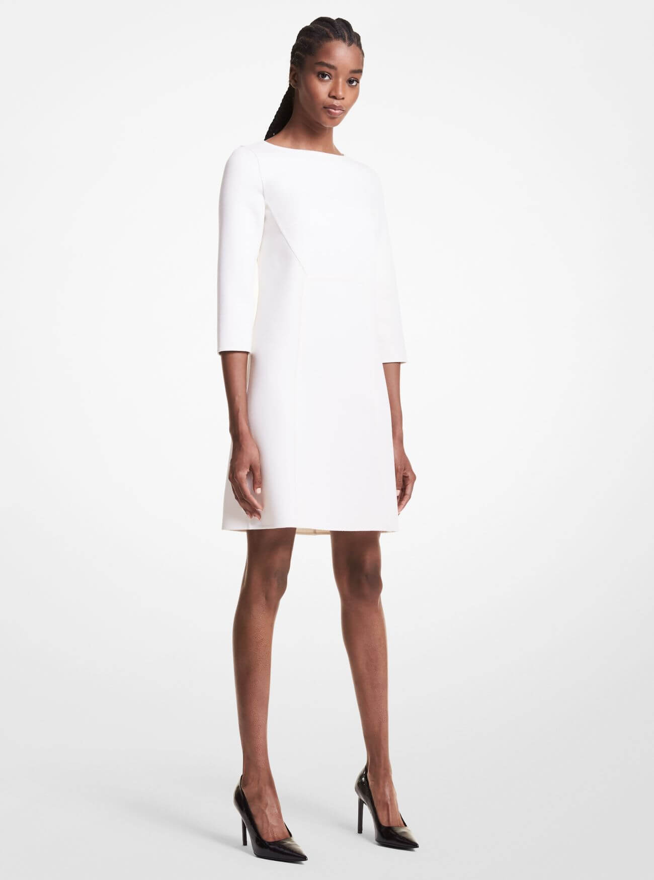 Платье Michael Kors Stretch Wool Crepe Shift, белый цена и фото