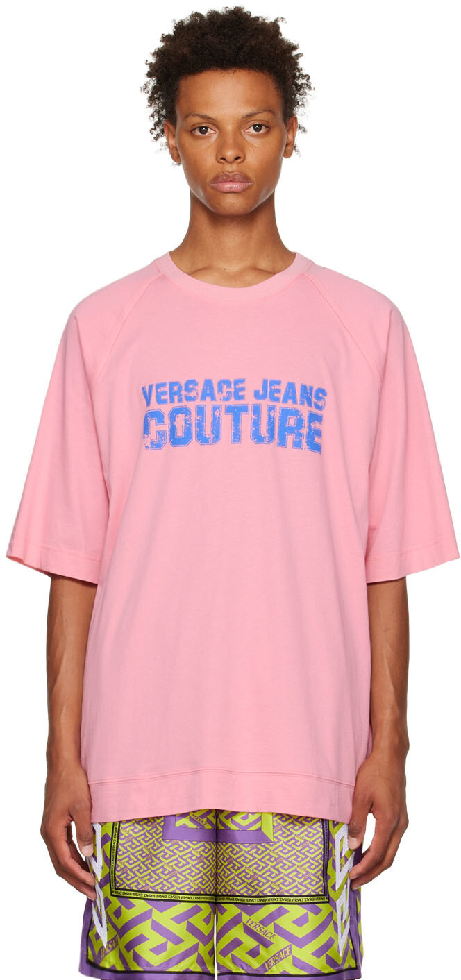 

Розовая университетская футболка Versace Jeans Couture