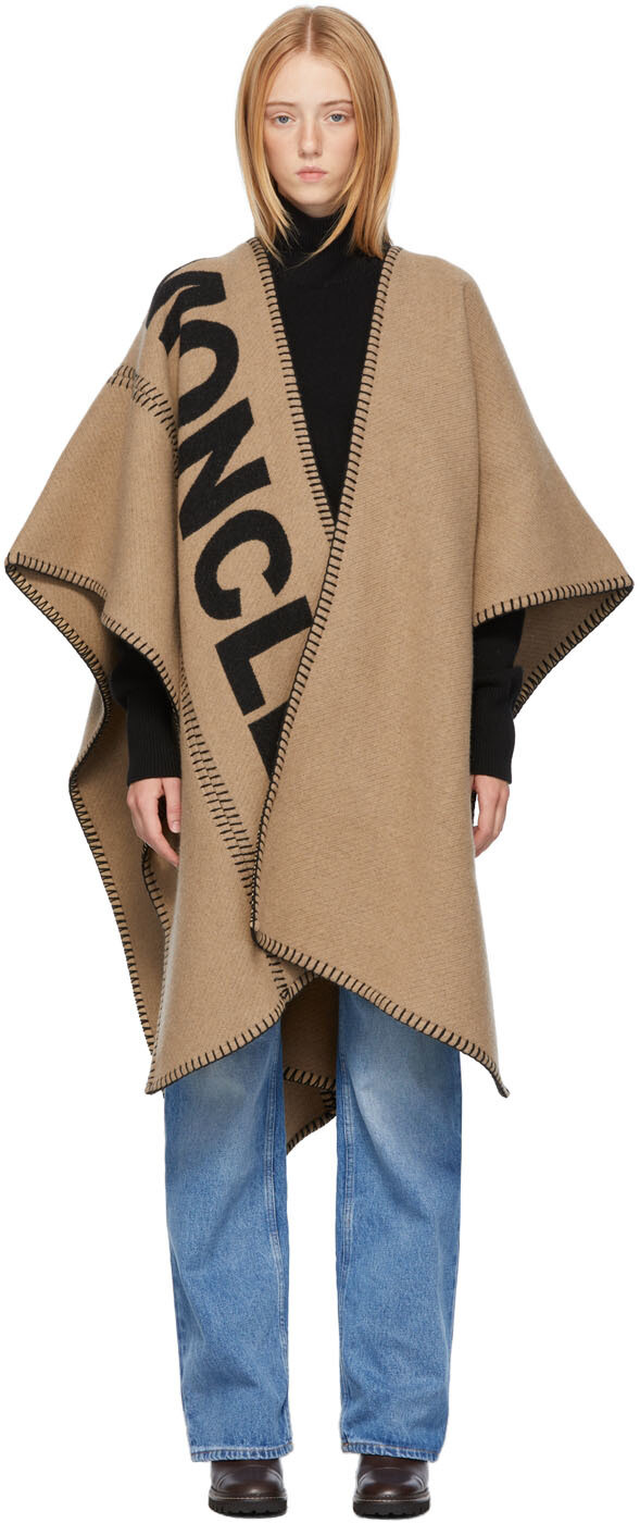 

Светло-коричневый шерстяной кардиган-накидка Moncler