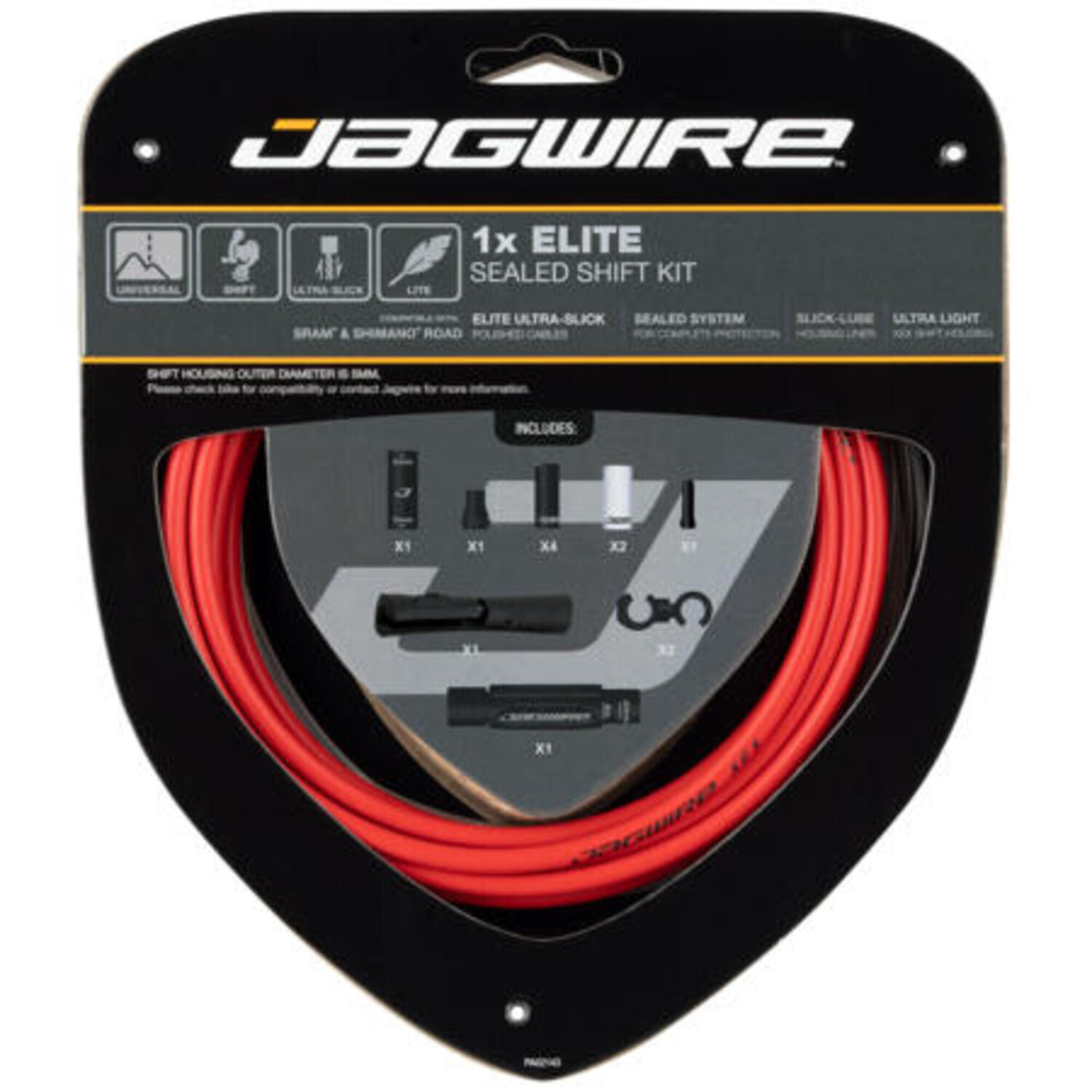 

Комплект тросов переключения передач Jagwire 1X Elite, красный / красный / красный