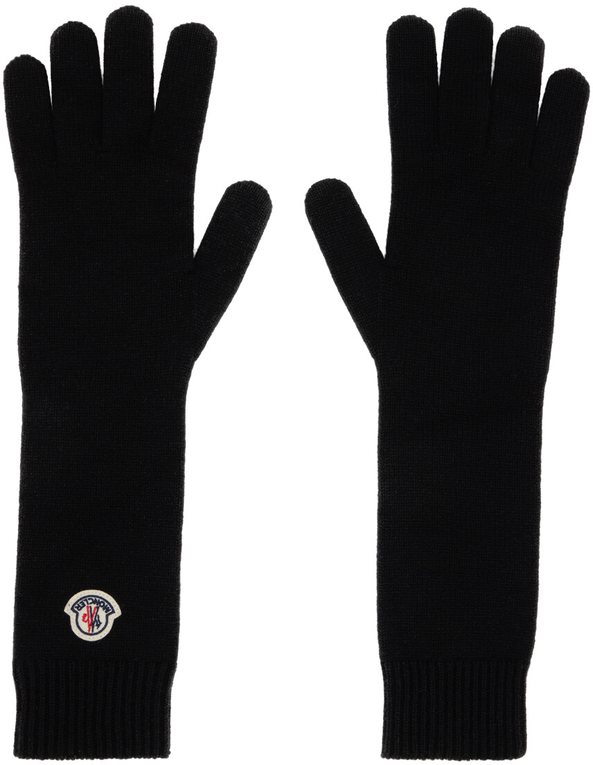 

Черные лоскутные перчатки Moncler
