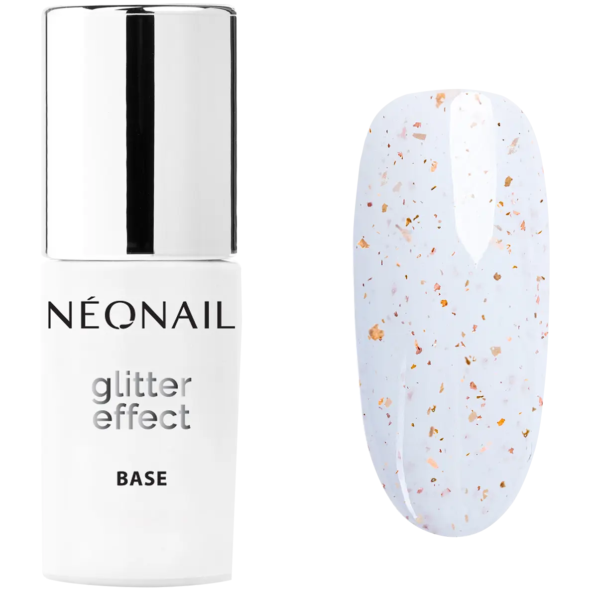 

Neonail Glitter Effect Base белая блестящая гибридная база для ногтей, 7,2 мл