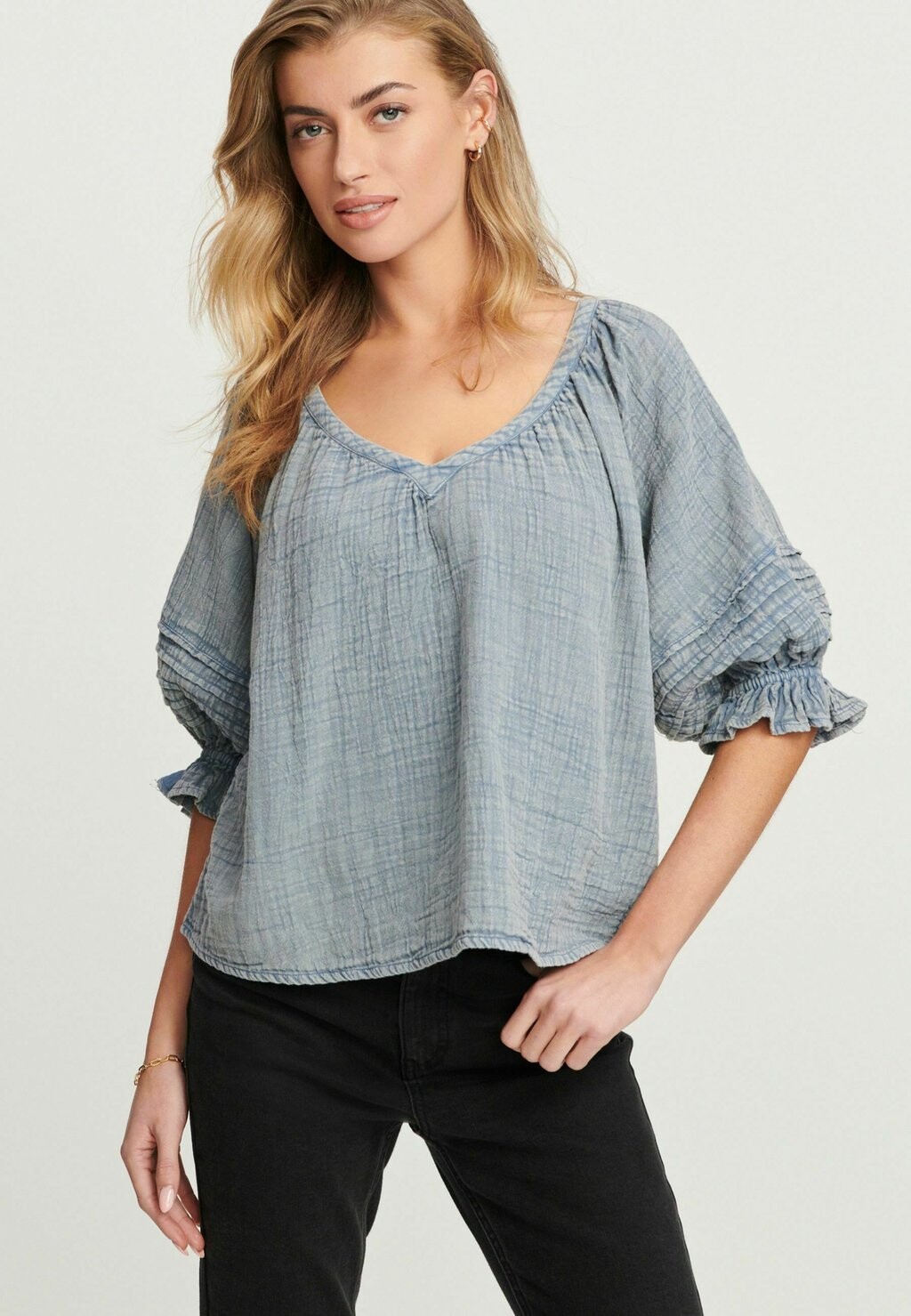 

Блузка WASHED V-NECK Next, цвет blue
