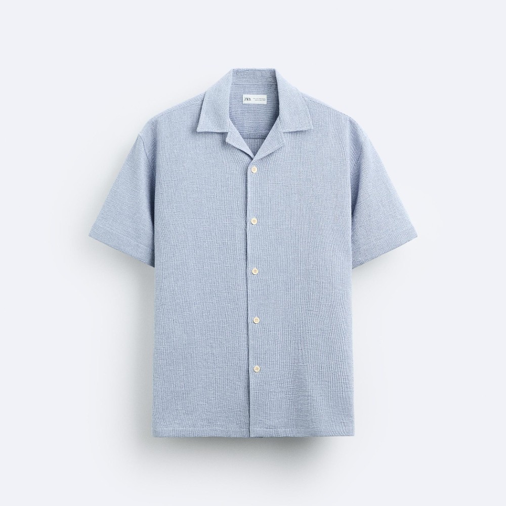 Рубашка Zara Rustic Textured, белый/голубой фактурная рубашка zara белый голубой