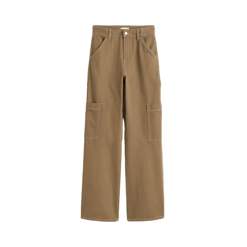 

Брюки H&M Wide-leg Cargo, хаки