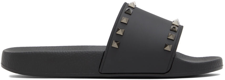 

Черные шлепанцы Rockstud Valentino Garavani