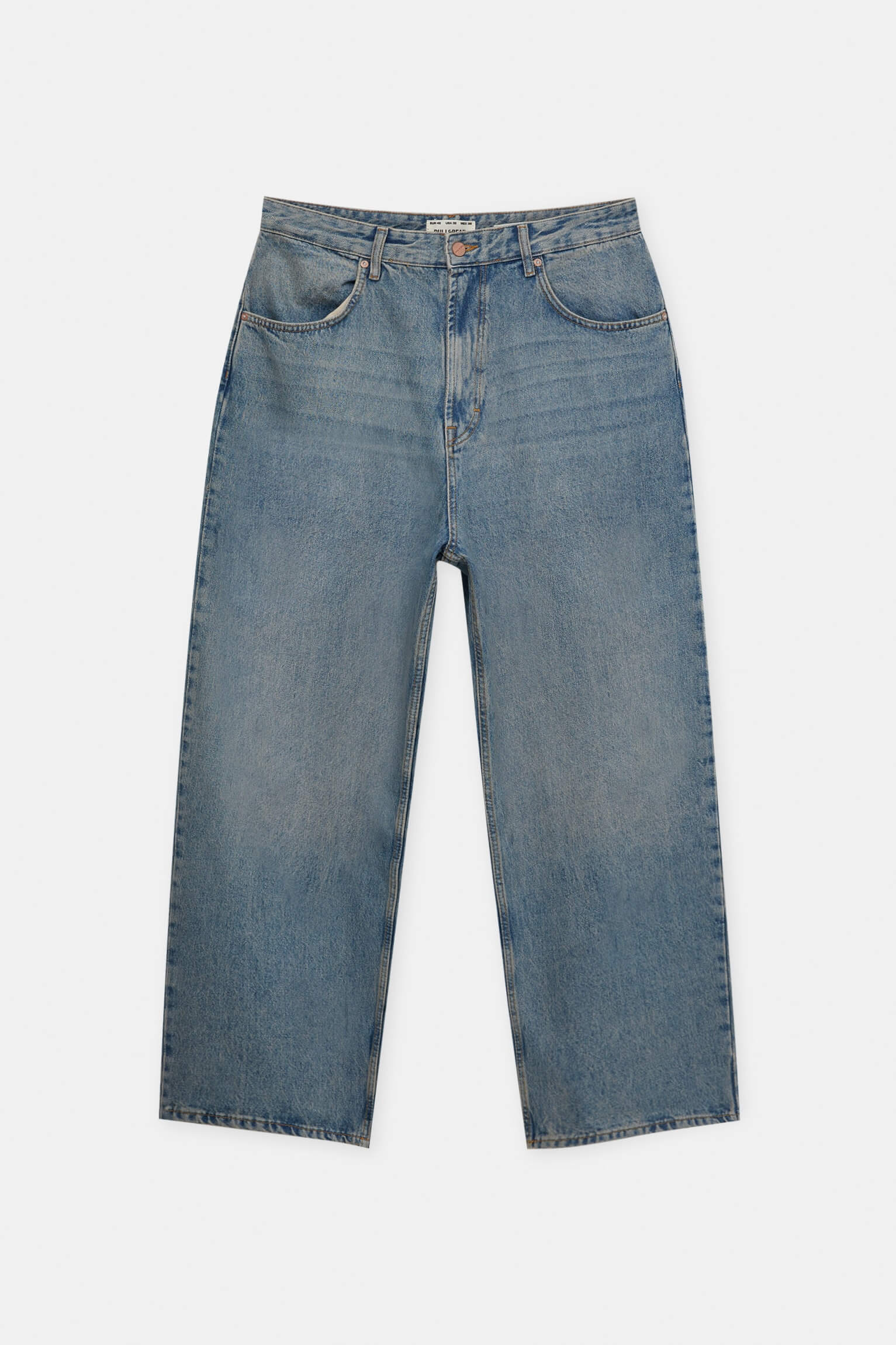 Джинсы Pull & Bear Wide Leg Baggy, средне-синий 2022 джинсы для мужчин и женщин мужские винтажные джинсы с вышивкой джинсы мешковатые джинсы с карманами джинсы с пуговицами джинсовые брю