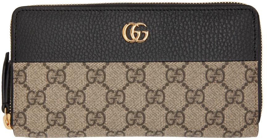 

Черно-бежевый кошелек на молнии GG Marmont Gucci