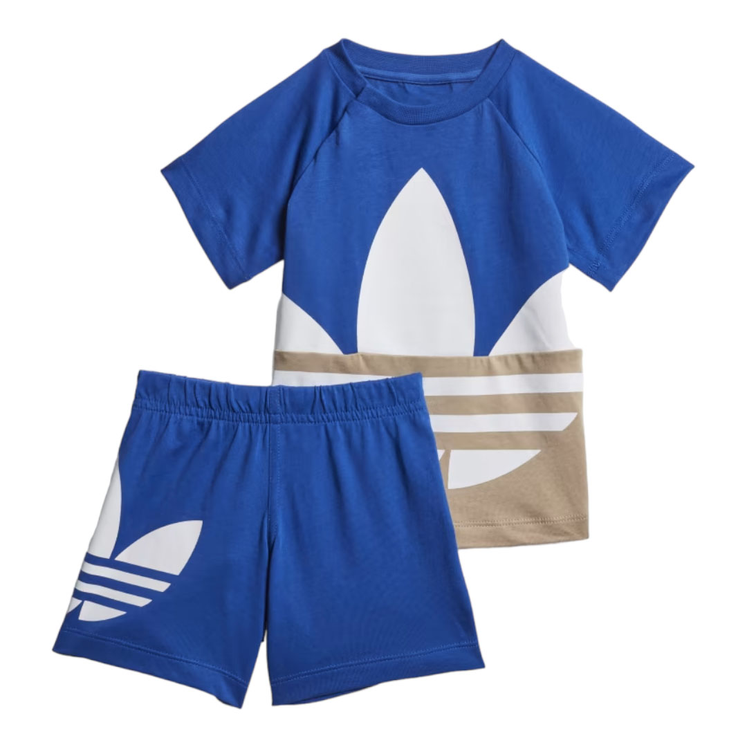 Спортивный костюм Adidas Large Trefoil, синий/бежевый комплект из блузки и шорт для малышей