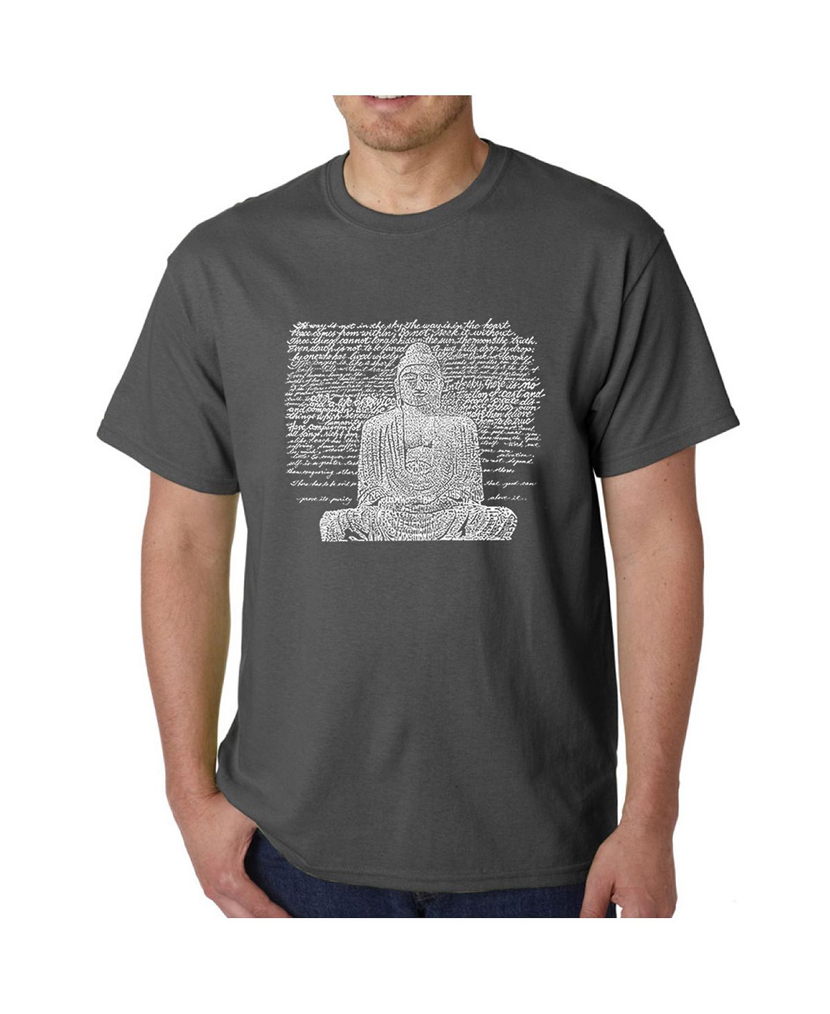 Мужская футболка word art - дзен будда LA Pop Art, серый